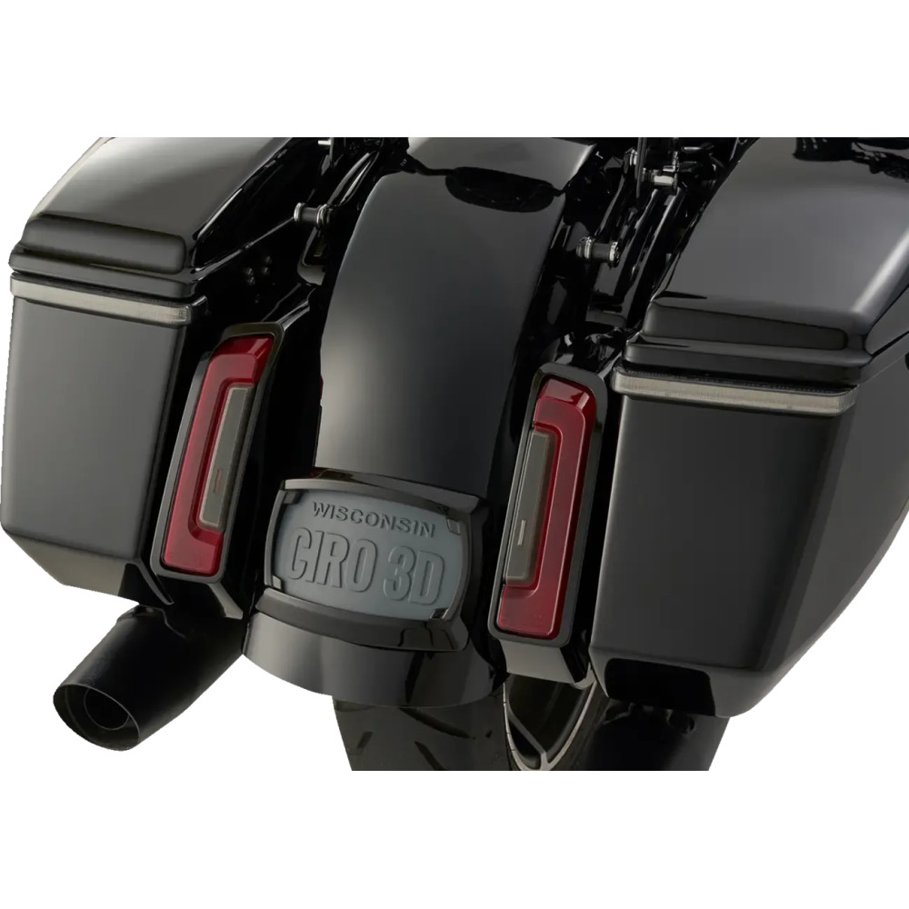 Bag Blades® con Lightstrike® — Ajuste Harley-Davidson® para alforja, lente ahumada, LEDs rojos