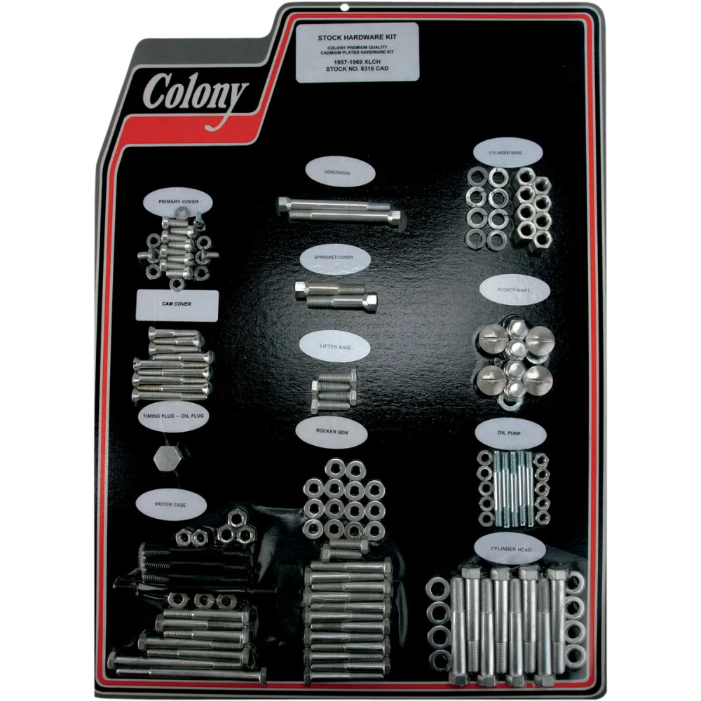 Complete Stock Hardware Kit — Motor, cadmium-plated, silver