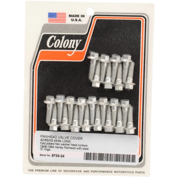 Kit de tornillos para tapa de válvulas — Acabado cadmio plateado