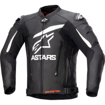 Chaqueta GP Plus v4 de cuero — UE 58, Negro/Blanco