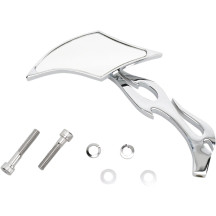 Gothic Mirror with Sculptured Stem — 14 cm (5.5") head, 15 cm (6") stem, 5/16"-18 thread, Chrome, Silver