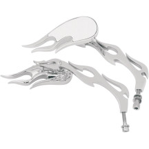 Flame Style Die-Cast Mirrors — 5/16"-18, 6" stem, Chrome