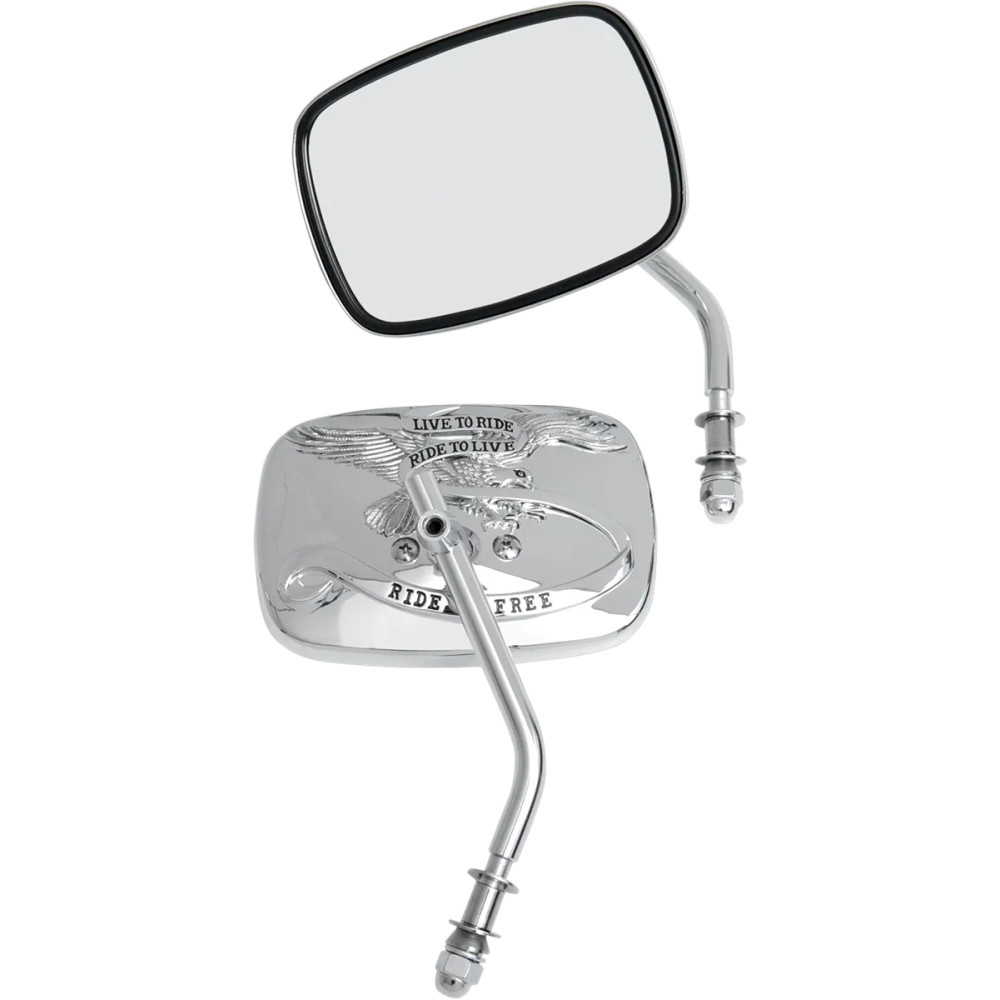 Live To Ride Custom Mirrors — 5" x 4.75", 5/16-18 thread, Chrome