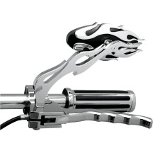 Flame Oval Mirrors — 51 mm x 120 mm, 150 mm stem, Chrome, Black