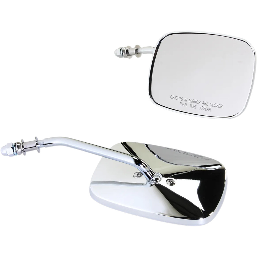 OEM-Style Rectangular Mirrors — 12.5 cm head, 11.5 cm stem, Chrome, Silver