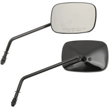 OEM-Style Rectangular Mirrors — 12.5 cm width, 73 mm height, 20.5 cm stem, handlebar end, black gloss