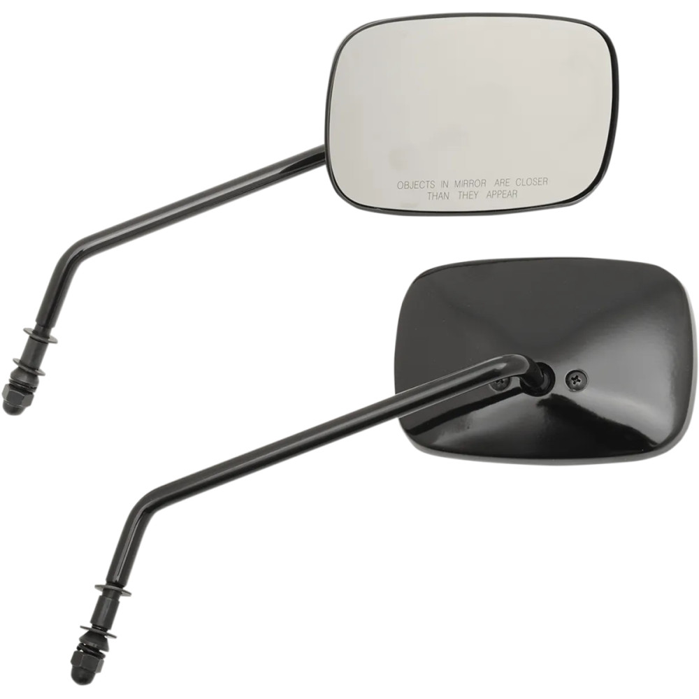 OEM-Style Rectangular Mirrors — 12.5 cm width, 73 mm height, 20.5 cm stem, handlebar end, black gloss