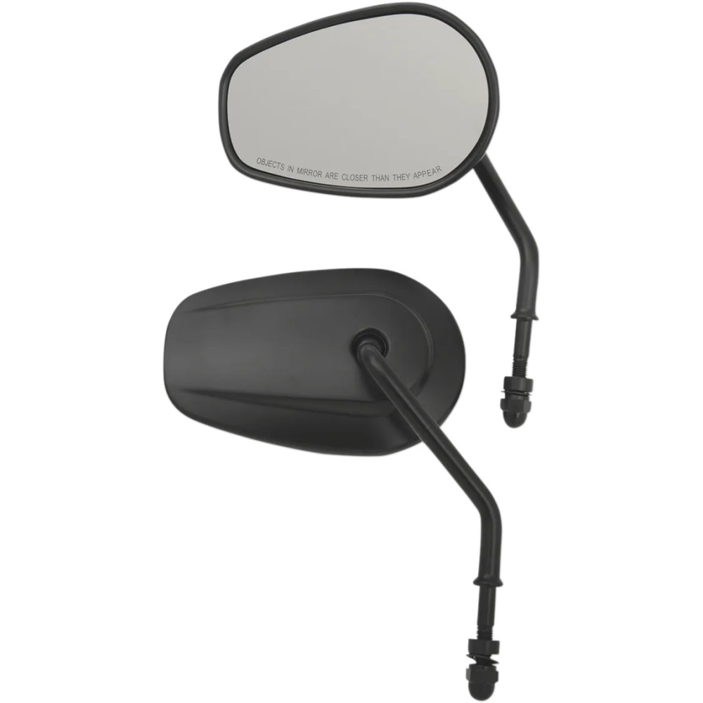 OEM-Style Teardrop Mirror — 89 mm (3-1/2") head height, 14 cm (5-1/2") head width, 10 cm (4") stem length, Black matte