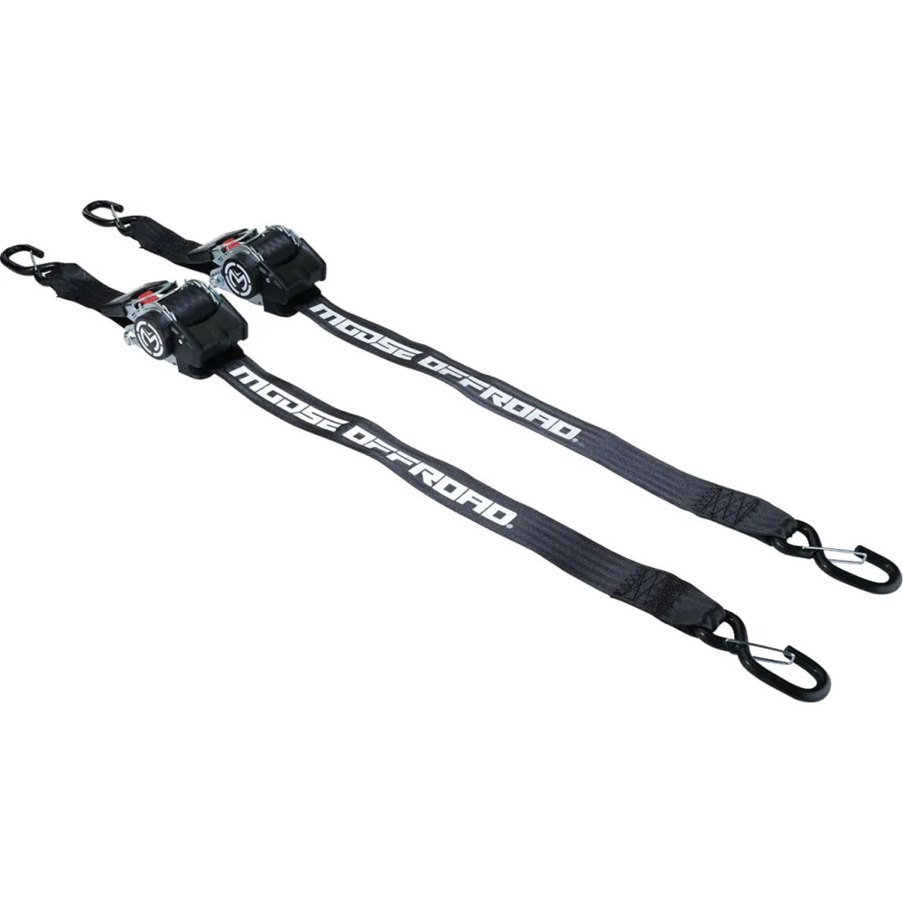 Retractable Ratcheting Straps — 10' (305 cm), 800 lb, Black