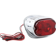 Conjunto de luz trasera — 12V, carcasa cromada, lente roja