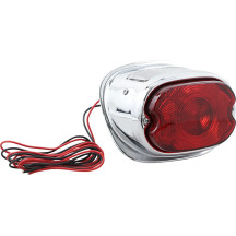 Conjunto de luz trasera — 12V, carcasa cromada, lente roja