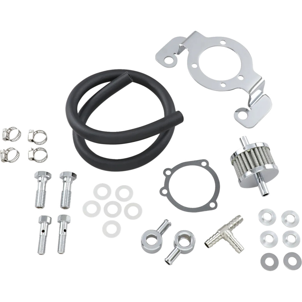 Crankcase Breather with Support Bracket Kit — Silver
