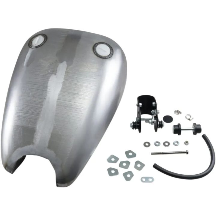 Depósito de gasolina QuickBob™ extendido de tapa lisa y montaje de goma — 3.9 US gal, salida 22 mm, sin pintar