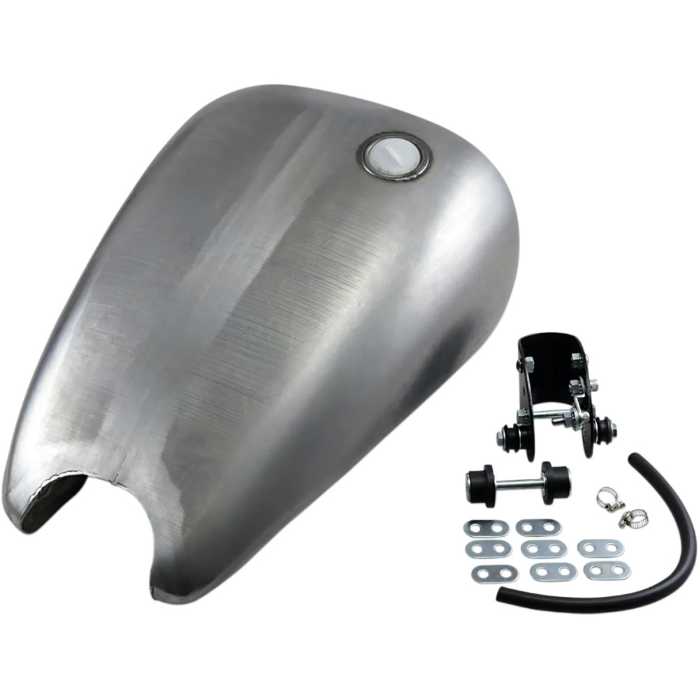 Extended Smooth-Top QuickBob™ Rubber-Mount Gas Tank — 3.9 US gal, 22 mm outlet, raw finish