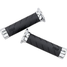 862 Cruiser Grips — 22 mm (7/8") handlebar diameter, 14 cm (5-1/2") length, Black, Chrome