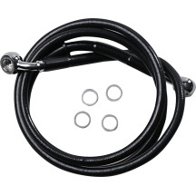 Línea de freno de acero inoxidable de longitud extendida — 120 cm (47-1/4"), Sobredimensionado +5.1 cm (2"), Negro, revestido de
