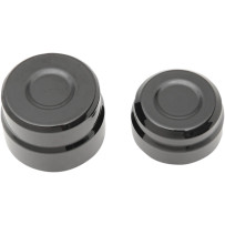 Billet Axle Caps — For 1-1/8" Axle Head, 36 mm Axle Nut, Black Semi-Gloss