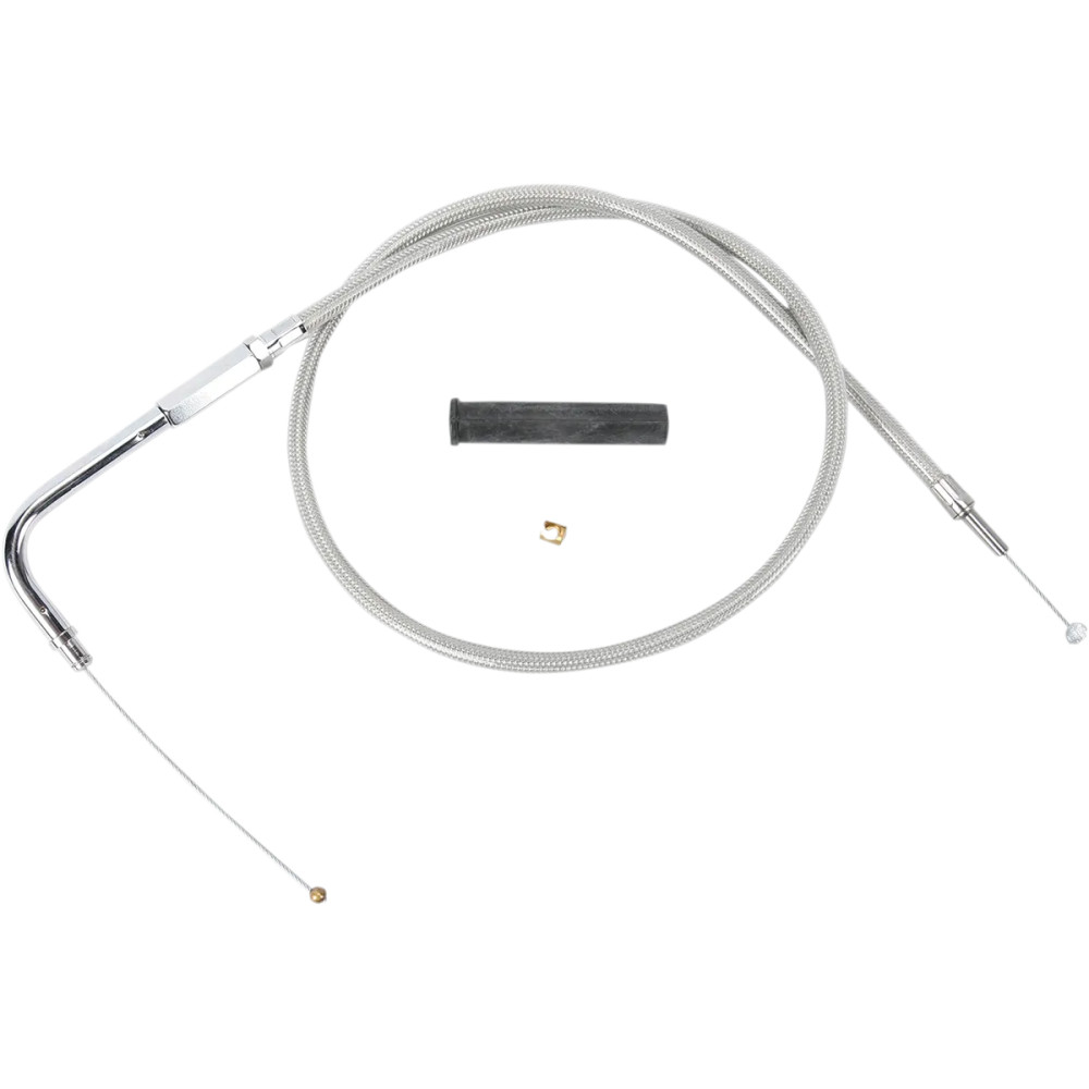 Stainless Braided Throttle Cable — 36-3/4" housing, 5" travel, 90° elbow