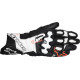 GP Plus R V3 Leather Gloves — Size S, White/Fluorescent Red/Black