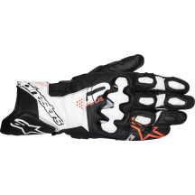 GP Plus R V3 Leather Gloves — L, White, Fluorescent Red, Black
