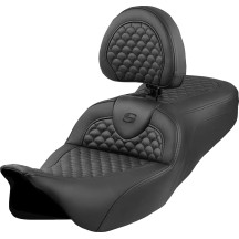 Dragon Scale Stitch Roadsofa™ Seat — 31" overall, 15.5" driver, 13" rear, 2-Up, Black