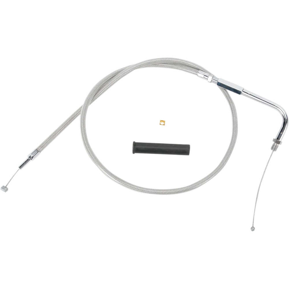 Stainless Braided Throttle Cable — 92.5 cm (36-1/2"), 90° elbow, 12.7 cm (5") travel