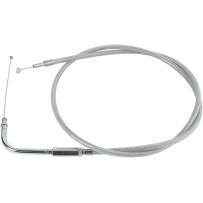 Stainless Braided Throttle Cable — 32-1/2 in (82.5 cm), 70° elbow, Silver