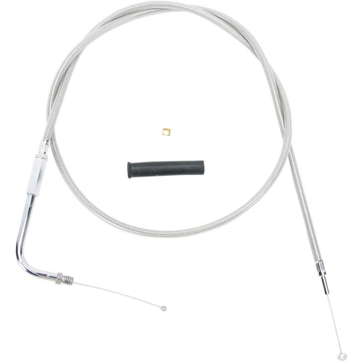Cable de acelerador trenzado de acero inoxidable — carcasa 115.5 cm (45-1/2"), recorrido 5", compatible con Mikuni