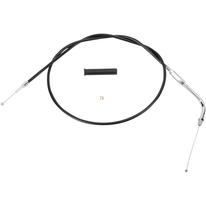 Cable de vinilo negro — Acelerador, funda 82.5 cm, recorrido 12.7 cm, codo 70°, acoplamiento roscado