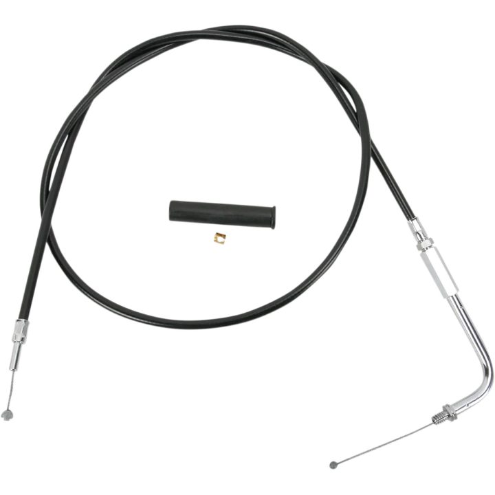 Cable de vinilo negro — carcasa 96.5 cm (38\"), recorrido 12.7 cm (5\"), codo 90°, ajuste roscado