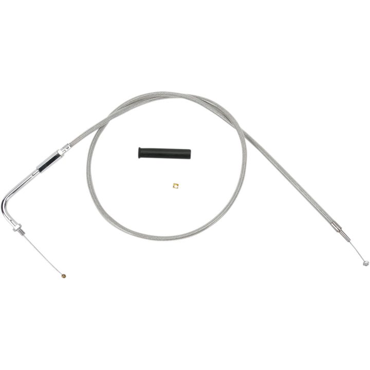 Cable de acelerador trenzado de acero inoxidable — 38" de carcasa, 5" de recorrido, plateado