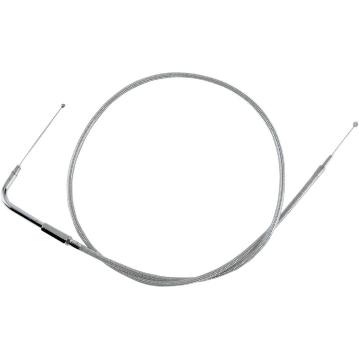 Cable de acelerador trenzado inoxidable — 108 cm carcasa (42-1/2\"), codo 90°, plateado