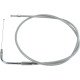 Cable de acelerador trenzado de acero inoxidable — 108 cm carcasa, recorrido 12,4 cm, codo 90°, plata
