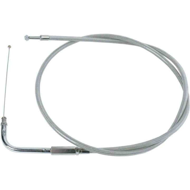 Cable trenzado de acelerador de acero inoxidable — 76 cm (30\"), codo 45°, plateado