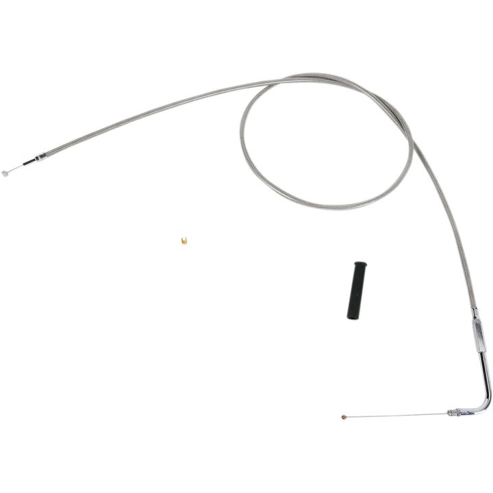Cable de acelerador trenzado de acero inoxidable — 132 cm (52 in), codo 90°