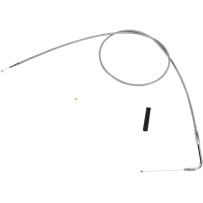 Stainless Braided Throttle Cable — 132 cm (52") housing, 90° elbow