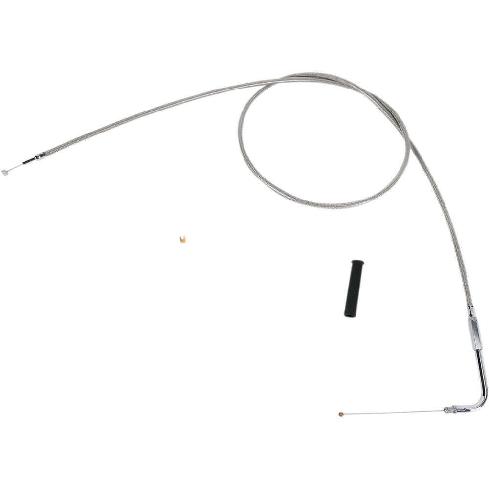Stainless Braided Throttle Cable — 132 cm (52") housing, 90° elbow