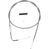 Stainless Braided Throttle Cable — 137 cm (54") , 90° elbow, Silver