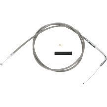 Stainless Braided Throttle Cable — 58" housing length, 90° elbow, 5" travel
