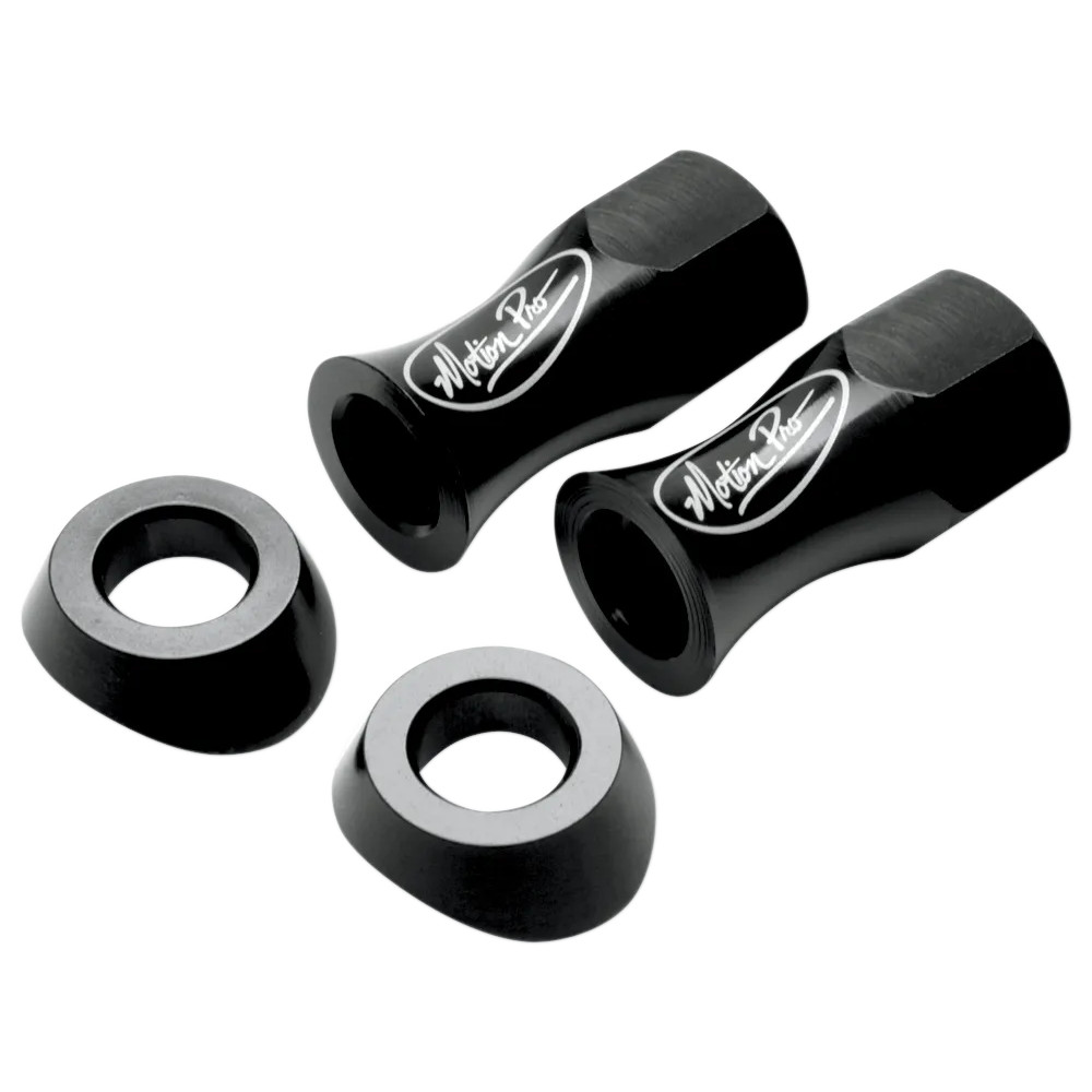 Extended Rim Lock Nuts — 8 mm x 1.25 mm, 13 mm hex head, Black gloss, Set