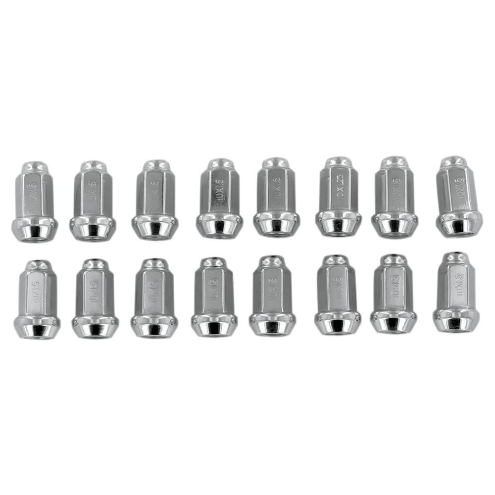 Lug Nuts — 10 mm x 1.5, tapered base, 16 pack, chrome