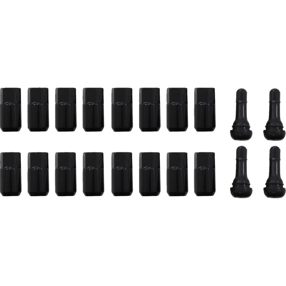Replacement ATV/UTV Wheel Lug Nuts with Valve Stems — 12 mm x 1.5, 16 pack, Black gloss