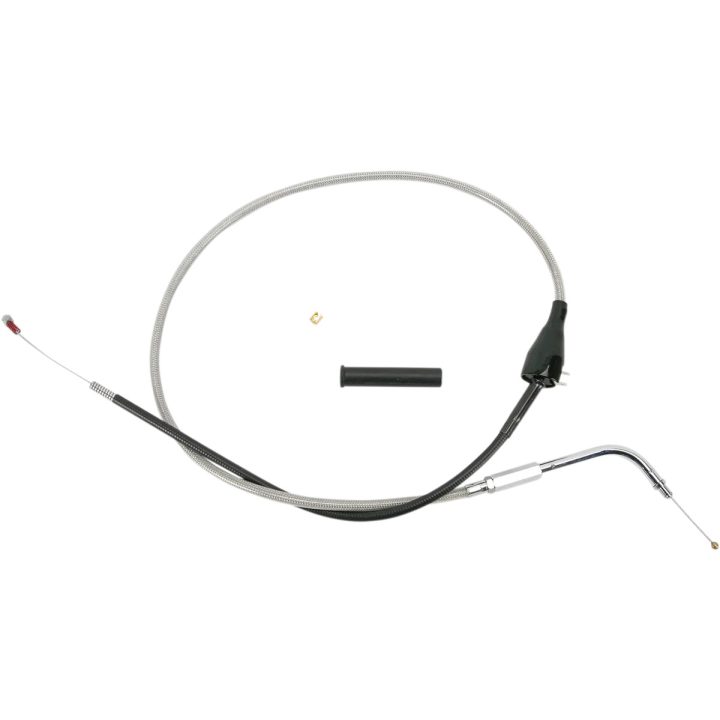 Cable de ralentí trenzado de acero inoxidable — 72,5 cm funda, 11,7 cm recorrido, plateado