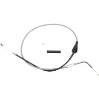 Stainless Braided Idle Cable — 28-1/2 in housing, 4-5/8 in travel, 70° elbow, Silver