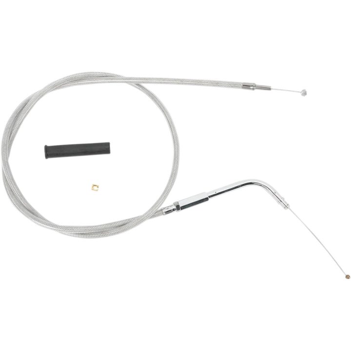 Cable de ralentí trenzado de acero inoxidable — 110,5 cm de carcasa, 12,1 cm de recorrido, plateado