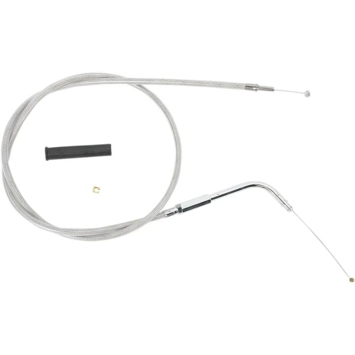 Cable de ralentí trenzado de acero inoxidable — 115.5 cm carcasa, 12.1 cm recorrido, Plata