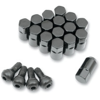Tuercas de rueda de repuesto para ATV/UTV con válvulas — 10 mm x 1,25, cónicas, pack de 16, negro