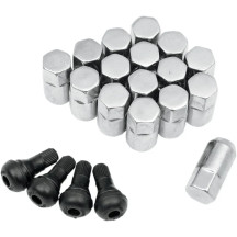 Replacement ATV/UTV Wheel Lug Nuts with Valve Stems — 3/8"-24, 16 Pack, Chrome