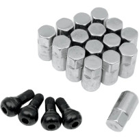 Replacement ATV/UTV Wheel Lug Nuts with Valve Stems — 12 mm x 1.5", 16 pack, Chrome