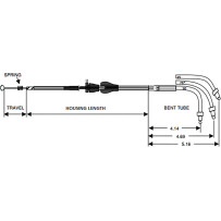 Stainless Braided Idle Cable — 98.5 cm housing, 12.4 cm travel, 90° elbow, silver